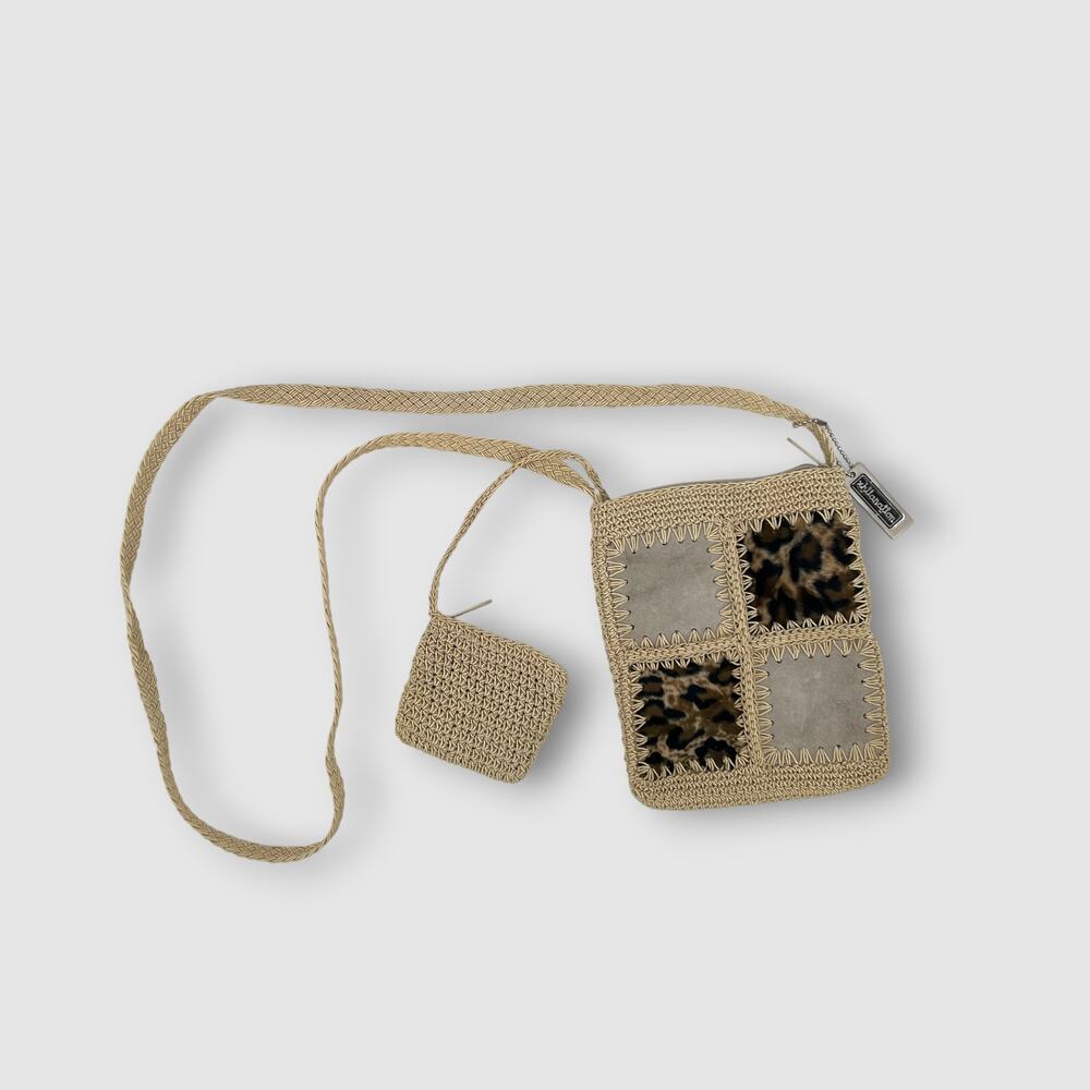 Vintage Y2k Xhilaration Crochet Patchwork Boho Crossbody Bag with Coin Purse